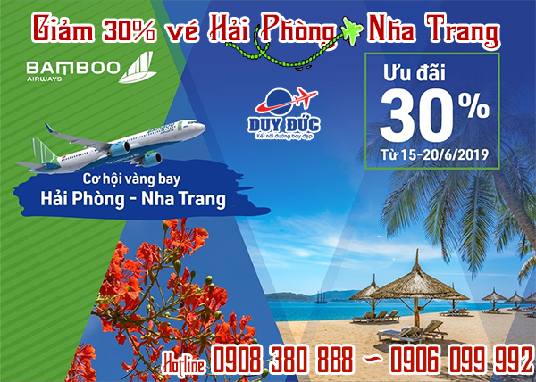 Bamboo Airways giảm 30 vé Hải Phòng đi Nha Trang