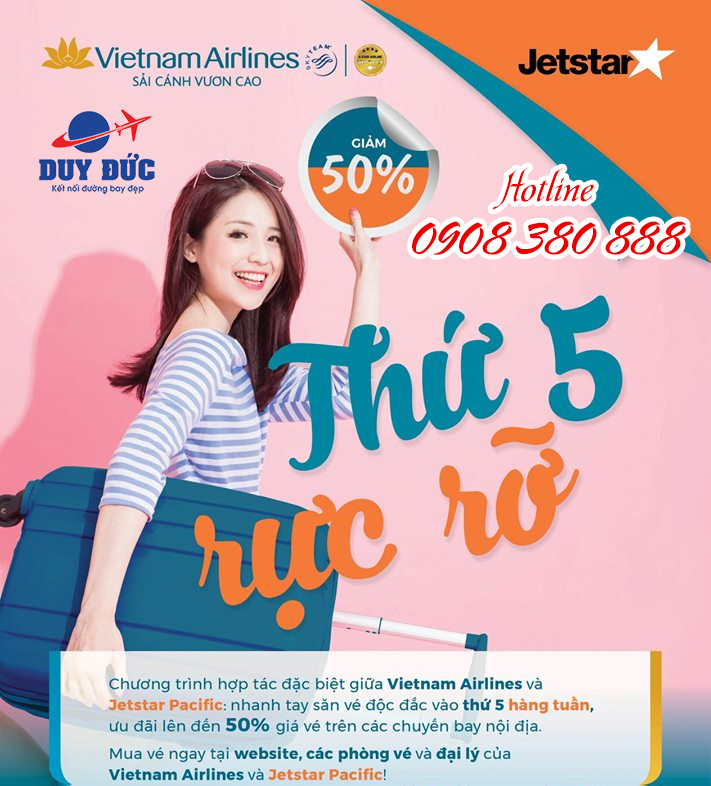 Vietnam Airlines và Jetstar tiếp tục giảm 50 giá vé