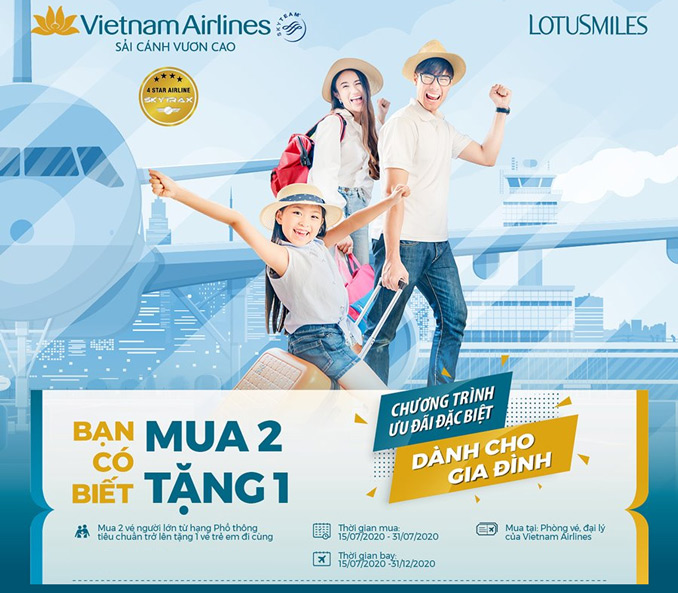 Vietnam Airlines ưu đãi mua 2 tặng 1