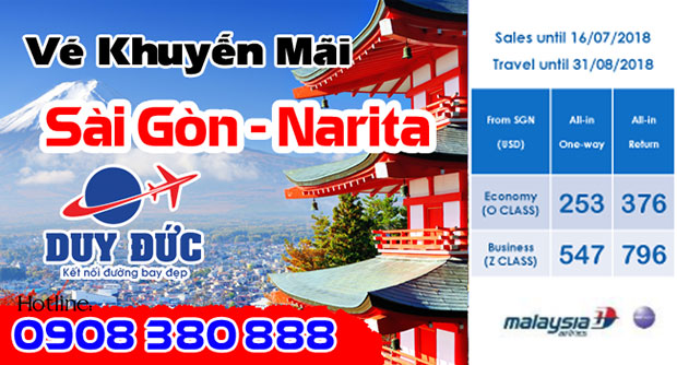 Malaysia Airlines ưu đãi vé đi Nhật Bản 253 USD