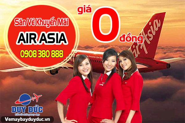 Air Asia khuyến mãi sốc 3 triệu vé máy bay 0 đồng