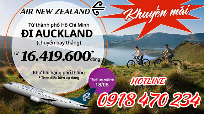 Air New Zealand ưu đãi vé bay đến Auckland 16,419,600Đ
