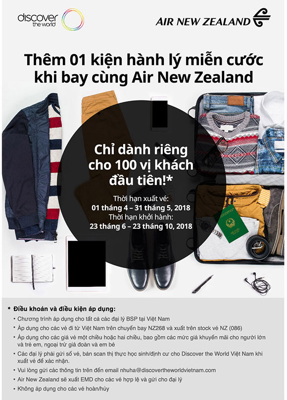 Air New Zealand ưu đãi vé bay đến Auckland 16,419,600Đ