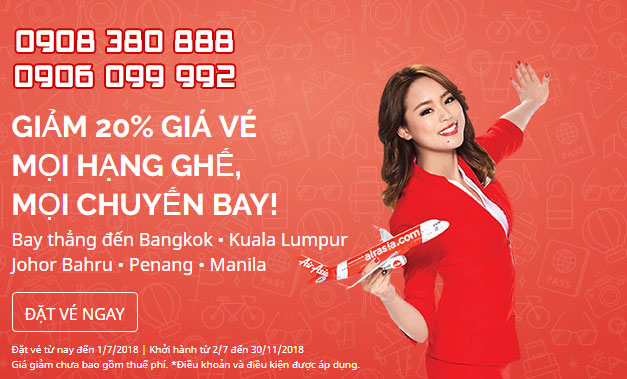 AirAsia giảm 20% giá vé toàn mạng bay