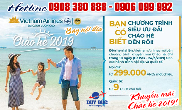 Chào hè 2019 Vietnam Airlines khuyến mãi vé nội địa 299k