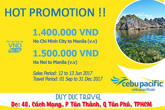 Cebu khuyến mãi vé siêu rẻ bay Manila giá từ 1 400 ngàn