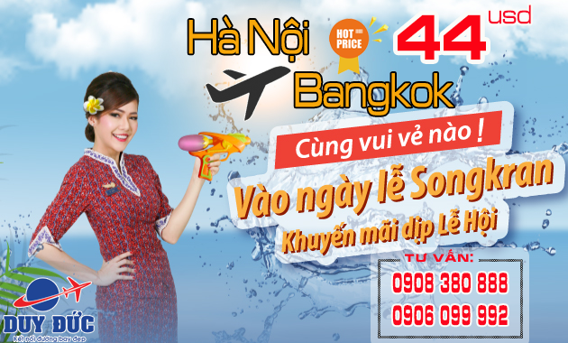 Khuyến mãi Hà Nội đi Bangkok giá từ 44 usd