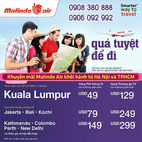 Khuyến mãi Malindo Air khởi hành từ Hà Nội và TPHCM