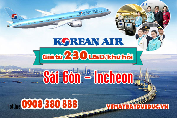 Korean Air tung vé khứ hồi TP.HCM đi Incheon 230 USD