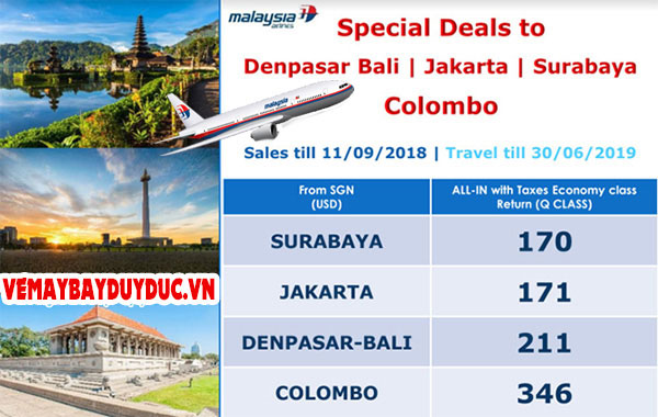 Malaysia Airlines ưu đãi giá vé từ Sài Gòn đến Indonesia