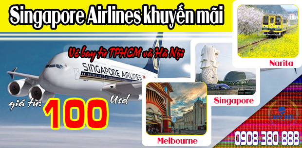 Singapore Airlines khuyến mãi vé bay từ TPHCM và Hà Nội