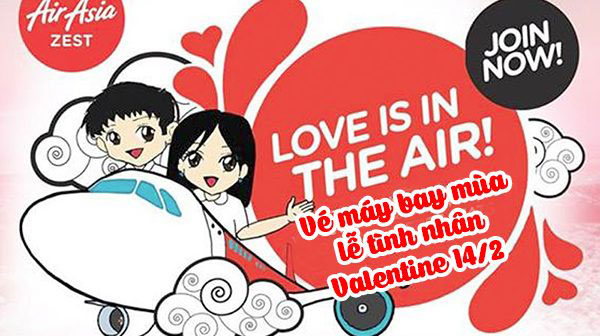 Đặt vé AirAsia ngày lễ tình nhân Valentine 4 USD