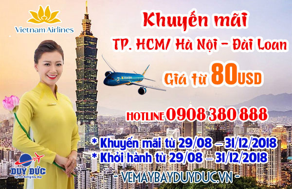 Vietnam Airlines tung vé rẻ đi Đài Loan 80 USD