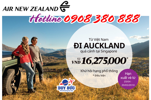 Air New Zealand khuyến mãi vé đi Auckland