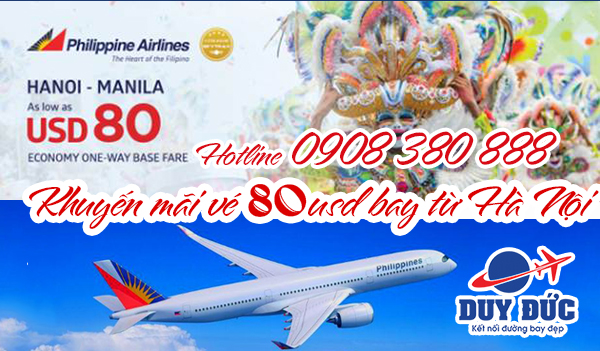 Philippine Airlines khuyến mãi vé 80 usd bay từ Hà Nội