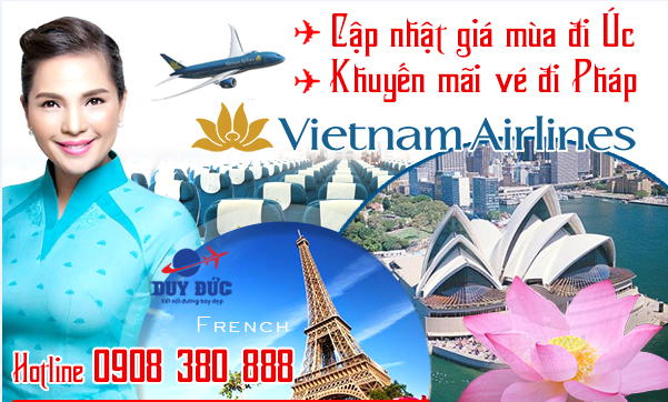 Vietnam Airlines cập nhật giá mùa đi Úc và khuyến mãi vé đi Pháp
