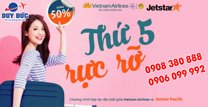 Thứ 5 rực rỡ Vietnam Airlines và Jetstar giảm 50% giá vé nội địa
