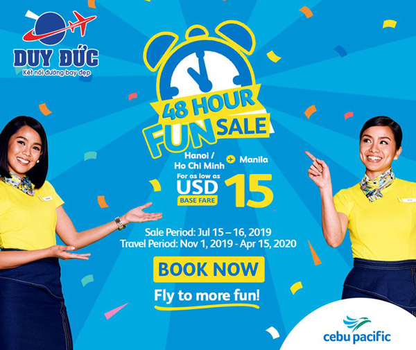 Cebu Pacific giảm giá vé máy bay đi Manila từ 15 USD