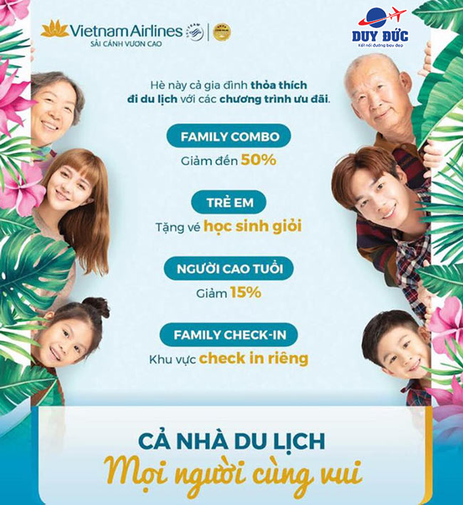 Vietnam Airlines ưu đãi Combo cả nhà du lịch mọi người cùng vui