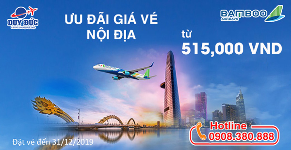 Bamboo Airways ưu đãi vé bay nội địa chỉ từ 515,000 Đ