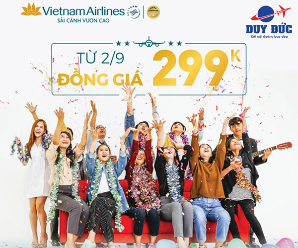 Mừng Quốc Khánh Vietnam Airlines ưu đãi đồng giá 299k hành trình nội địa