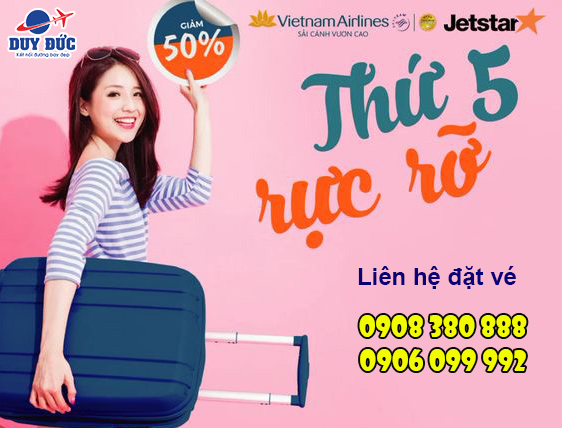 Ưu đãi 50% giá vé nội địa ngày thứ 5 từ Vietnam Airlines và Jetstar