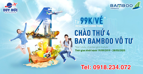 Săn vé máy bay Bamboo Airways từ 99k ngày thứ 4