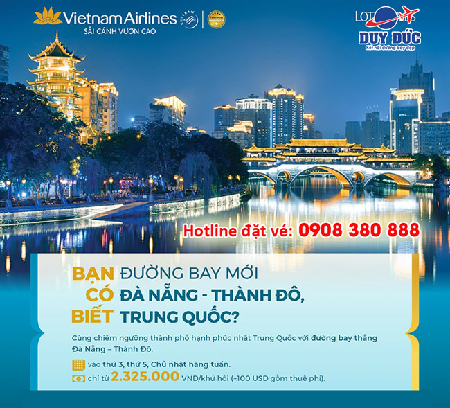 Vietnam Airlines khai trương đường bay mới Đà Nẵng - Thành Đô