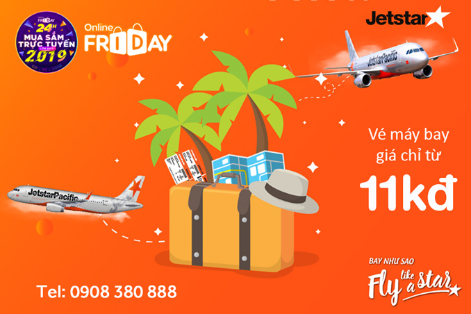 Ngày mua sắm trực tuyến vé máy bay Jetstar chỉ từ 11,000 đồng