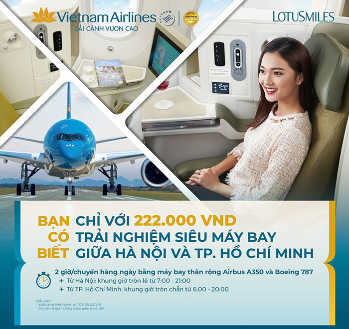 Vietnam Airlines mở bán vé giữa TP.HCM và Hà Nội chỉ từ 589.000 đồng