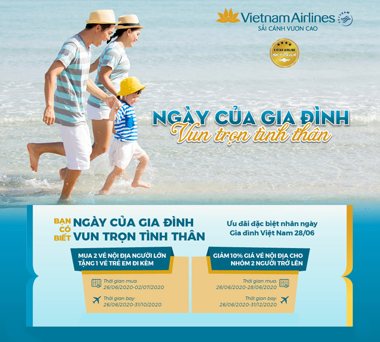 Vietnam Airlines ưu đãi đặc biệt nhân ngày Gia đình Việt Nam 28/06