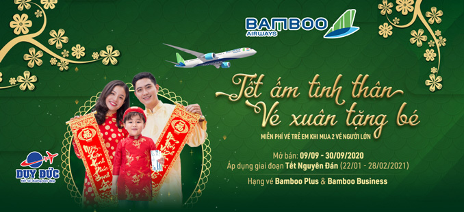 Bamboo Airways triển khai ưu đãi “Tết ấm tình thân, vé xuân tặng bé”
