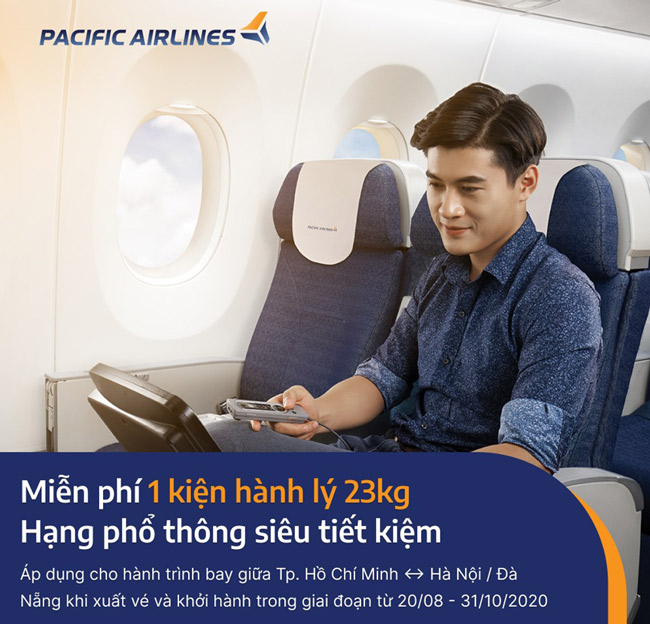 Pacific Airlines ưu đãi đặc biệt miễn phí 1 kiện hành lý 23kg