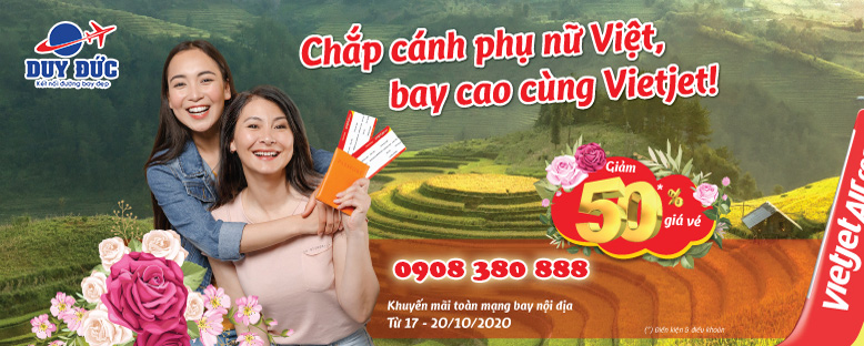 Vietjet tung khuyến mãi 50% giá vé mừng ngày Phụ nữ Việt Nam
