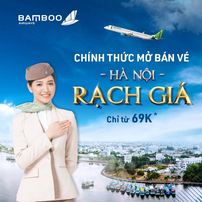 Bamboo Airways chính thức mở bán vé Hà Nội - Rạch Giá