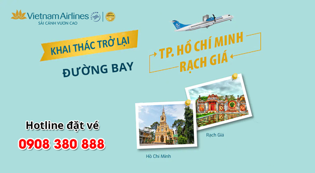 Vietnam Airlines và VASCO khai thác trở lại đường bay TPHCM – Rạch Giá
