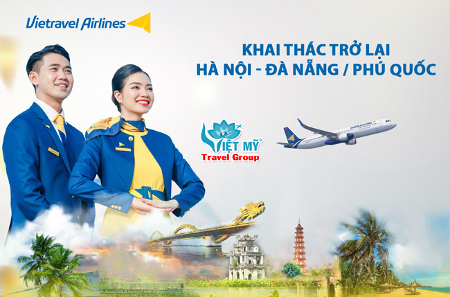 Vietravel Airlines khai thác trở lại đường bay Hà Nội - Đà Nẵng / Phú Quốc